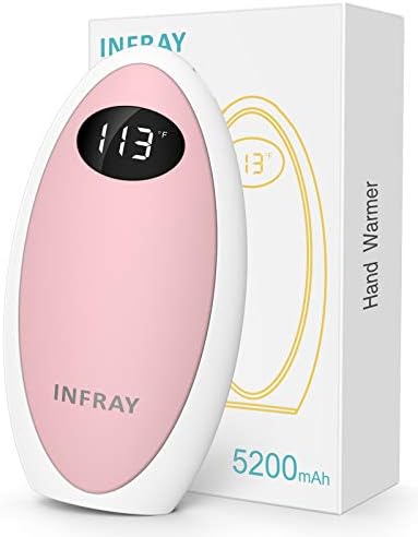 infray Hand Warmers Rechargeable, USB-C 5200mAh Reusable Pocket Warmer/Power Bank, Electric Portable Hand Warmer Double-Sided Quick Heating Hand Heater, Ideal Winter Gift for Women Men - Pink
