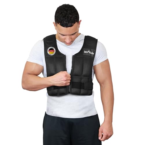 DH FitLife Giubbotto Zavorrato Regolabile 10kg | Gilet Zavorrato per Allenamento Crossfit, Corsa, Calisthenics e Sviluppo Muscolare | Gilet Pesi con Zip | Fitness Weighted Vest per Donna e Uomo
