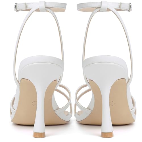 Image of Mostrin Strappy Heels for Women Ankle Strap Heels Women's Heeled Sandals for Party Prom Wedding