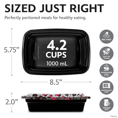 Image of Disney Mickey & Minnie Meal Prep Containers, 20-Piece 33.8oz, Freezer Safe