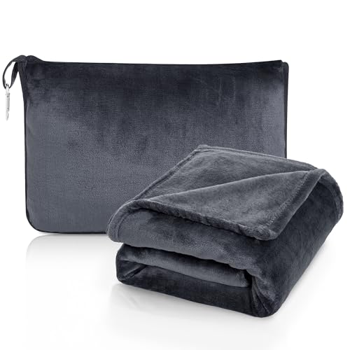 ATsense Reisedecke Reisekissen 2 in 1, Reisen Decke für Flugzeug und Auto, Warme und Weich...