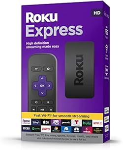 Roku Express | HD Roku Streaming Device with Simple Remote (no TV controls), Free & Live TV, Black