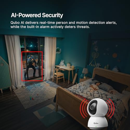 Image of Qubo Smart Cam 360 Pro 4MP by Hero Group [2026 Edition]| STQC Certified | Color Night Vision | 360 Panoramic Monitoring |App Alerts | 2-Way Talk | AI Person Detection | Cloud & SD Card Support