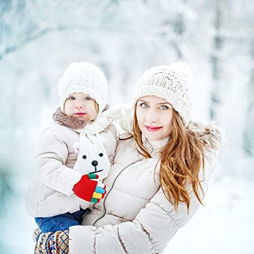QKURT 6 Pairs Kids Gloves Children Winter Knit Glove Warm Colorful Striped Stretch Magic Glove for Boys Girls Ages 2-5 years
