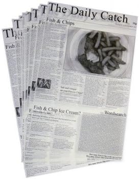 Greaseproof Newspaper Print Paper Fish & Chip Food Wrap - 270mm x 203mm (20)