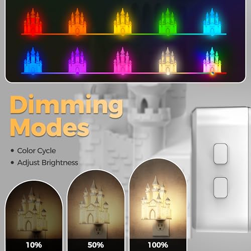 Image of DORESshop Night Lights Plug into Wall,3D Printed Castle RGB Night Light