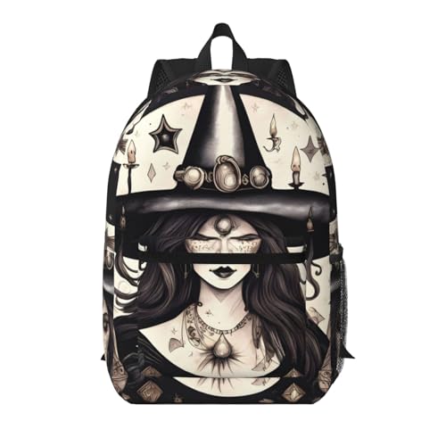 Sac à dos de voyage noir Magic Witch motif bohème 43,2 cm