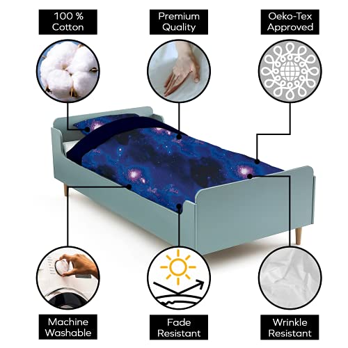 Boston Linen Co. 100% Cotton Twin Size Kids Duvet Cover Set - Soft And Breathable Galaxy Bedding Set - 2 Piece Printed Duvet Covers For Girls & Boys - Elegant Design Teens Duvet Cover With Pillowcase #TOP5