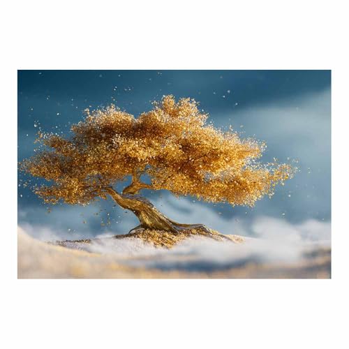 Impression sur toile Arbre de vie ZAMAEIU tableau doré nature sans cadre 60x90cm