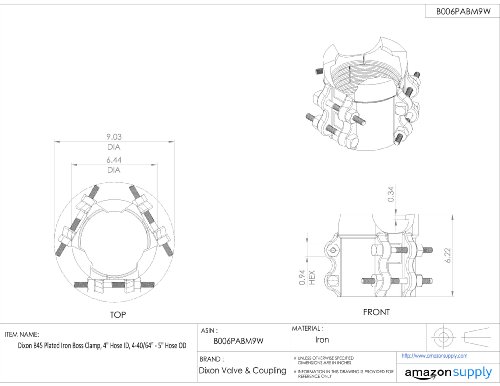 Image of Dixon B45 Plated Iron Boss Clamp, 4 inch Hose ID, 4-40 /64 inch - 5 inch Hose OD