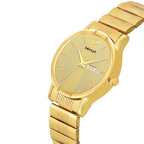 Image of HMXT-91 Golden Day & Date Stainless Steel Analog Watch for Men