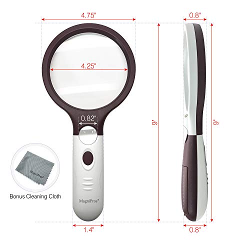 Extra Large 4X Magnifying Glass with 3 Ultra Bright LED Lights & 25X Zoom Lens, Adjustable Brightness for Reading Small Prints, Aging Eyes Seniors & Hobbies