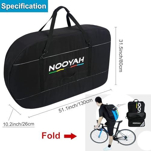 Folding Bike Travel Bag, Heavy Duty 840D Transport Bicycle Storage Bag with Strong Webbing for 26-29 in Mountain 700C Road Bike MTB, Portable Folding Cycling Bags Waterproof for Airplane Shipping - Thumbnail 3
