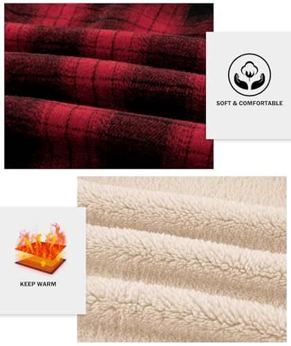 Flannel Jackets for Men Plaid Sherpa Lined Heavyweight Winter Warm Jacket4