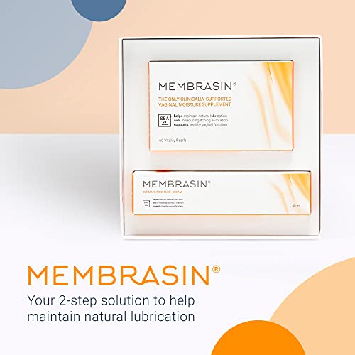 Membrasin 30 Day Supply, Vitality Pearls Natural, Estrogen-Free Moisturizing Oral Supplement And Topical Vulva Cream, Helps Provide Relief From Dryness, Burning, Irritation, And Itching For Women #TOP1
