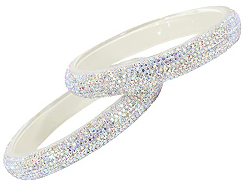 Image of NMII Glass with Zircon Gemstone and Glitter Kada Set For Women and Girls