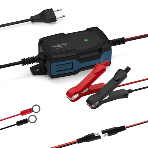 ANSMANN Chargeur Intelligent à 5 Niveaux 6V 12V / 1A avec Affichage LED pour Batteries au Plomb pour Voiture, Moto et camionnette