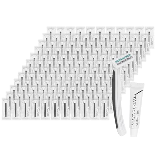 Disposable Razors Bulk, Razors Individually Wrapped Bulk, Travel Razors Bulk With Shaving Cream For Hotels, Shelters, Homeless, Nursing Homes, Charities, Churches, Gray (60-PACK)