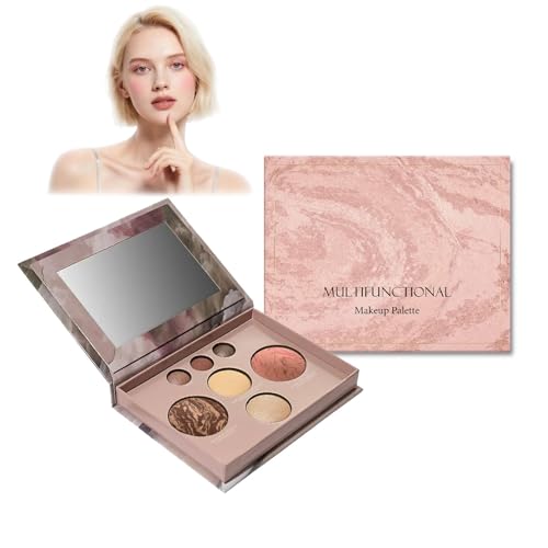 All-in-one Makeup Set with Brush,Baked Starter Makeup Palette Kit, Women and Teens Makeup Gift Set Gift Surprise, Includes Bronzer, Blush, Highlighters and 6 Eyeshadows (02)