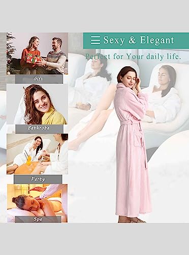 Image of Artfasion Womens Long Fleece Robe - Warm Soft Floor Length Flannel Bathrobes for Winter Thicker Long House Coat with Pockets
