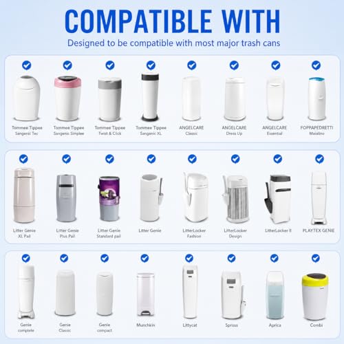 Image of Compatible with Diaper Genie Pails Diaper Pail Refills | 3 Pack Lemon Scent Continuous Long-Roll Liner Refills | Leak-Resistant Odor-Control Disposal Bags for Baby | Easy Cut & Tie Design