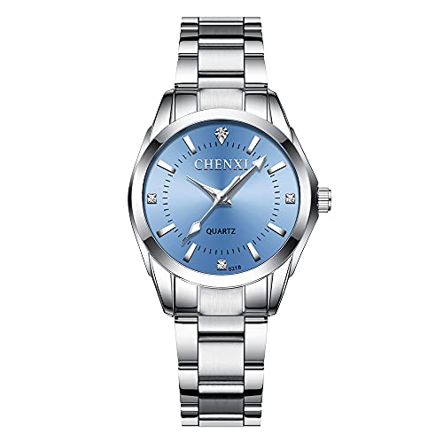 Women's Watch,Elegant Steel Bracelet Analogue Silver Quartz Watch,Gifts for You and Your Family,Bracelet(Light blue)