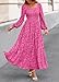 KIRUNDO Wedding Guest Dresses for Women Spring 2026 Long Sleeve Smocked Floral Flowy A Line Boho Maxi Dress Fashion Clothing (Rose Red, Medium)