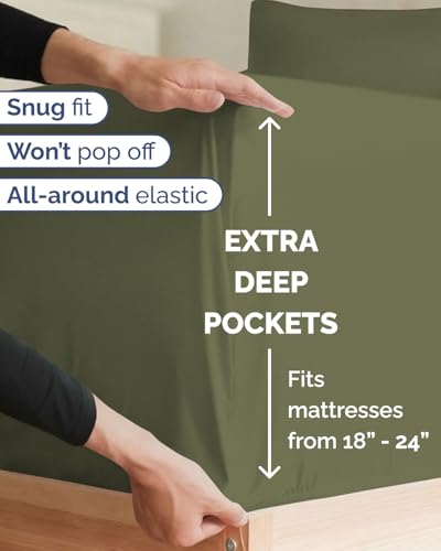 Image of Extra Deep Twin XL Sheet Set - 4 Piece College Dorm Bed Sheets Set with Extra Deep Pockets - Ultra-Soft, Comfy & Breathable Bedding for Women, Men, Kids & Teens - Wrinkle & Fade Resistant - Sage Green