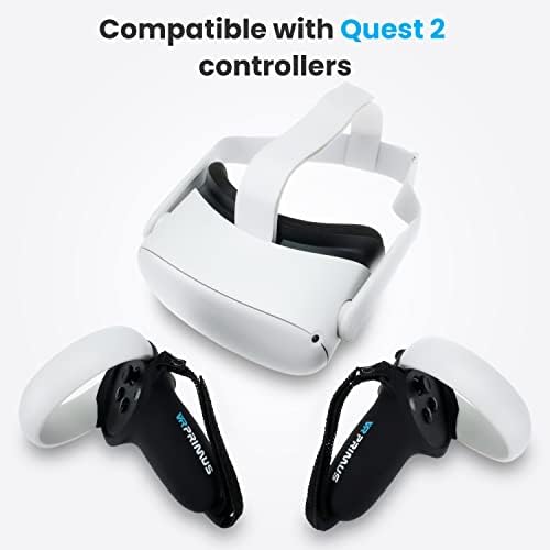 VR PRIMUS Grips ochrona kontrolera z regulowanym paskiem na rękę kompatybilna z Oculus (Meta) Quest 2 akcesoria 1 para, czarna