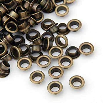 Image of Multipurpose Eyelet /Grommet Without Washer Made of Brass, Colour - Antique Brown, Gold, Black Size Outer Dia 5 mm, Inner 3 mm, Outer Height 5 mm and Inner - 3 mm (200, Antique)