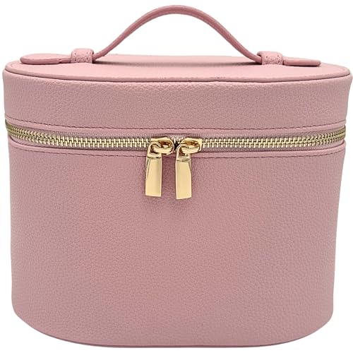 JAZD Neceser de maquillaje con divisor organizador extraíble, organizador de cosméticos de viaje para mujer (rosa)