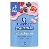 Gerber Stage 3 Baby Food Snacks, Mixed Berries Yogurt Melts, Baby Led Feeding