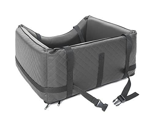 Mayaadi-Home Hundeautositz Kunstleder Hundesitz Hundebett Autokörbchen Hundedecke Hundekorb Transportbox Autositz Gesteppt für Rückbank Vordersitz (XL (75x65x26cm), Dunkelgrau)
