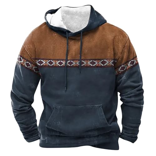 Western Hoodies for Men Tribal Aztec Cowboy Ethnic Country Hooded