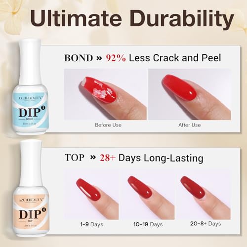 AZUREBEAUTY Dip pó gel líquido 5 peças conjunto com laço, ativador, base, topo, economia de escova 1