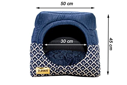 Luppet Toca E Cama 2 Em 1 Para Cachorro Ou Gato De 6Kg A 12Kg Com Almofada Marinho G