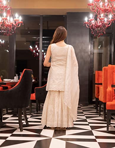 Image of Miravan Embroidered Kurta, Sharara & Dupatta Set