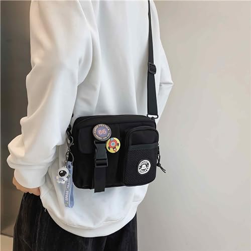 Lefe Liee Black Crossbody Bag for Men - Cute Small Messenger Sling Shoulder Bag - Men's Gift