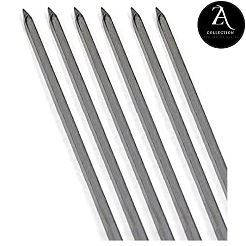Image of A Z Collection Heavy Iron Square-Shape Kabab Seekh - Extra Heavy Flat Skewers for Kebab, Turkish Style & Paneer Tikka - 24 Inch - Pack of 6