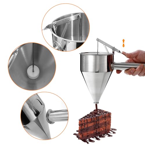 Teigspender Teigportionierer,Pfannkuchen Teigspender 1200ml,Edelstahl Teigspender mit Ständer,Wird mit Deckel… – Ansicht 5