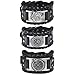 Sehaby 3 St&uuml;cke Schwarz Wikinger Leder Armb&auml;nder Nordischer Wolf Kopf Armreifen Vintage Runenkompass Armb&auml;nder Mittelalter Drachen Kopf Kompass Armb&auml;nder f&uuml;r Damen Herren, One Size, Metall