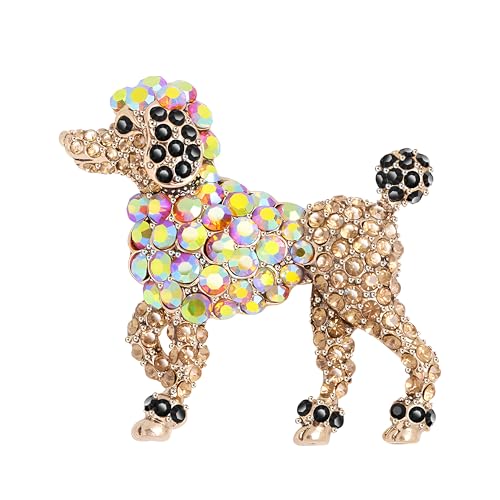 Broche caniche femme strass colorés bijou de veste tendance cristal