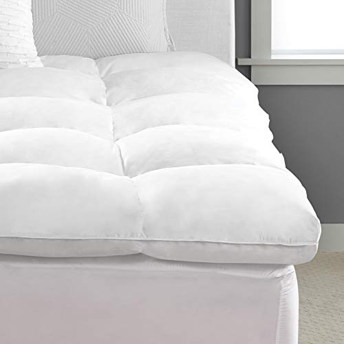 Pacific Coast Cotton Luxe Loft Feather Bed With Barrier Weave True Baffle Box Design Queen, White #TOP1