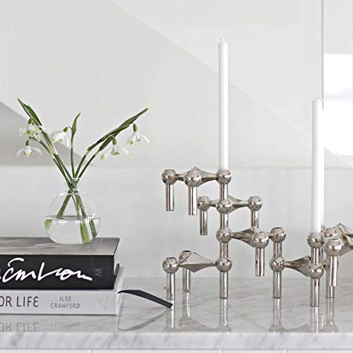 Stoff Nagel Fabric Nail Candle Holder, Metal, Black, 6.5 X 10.2 Cm #TOP6