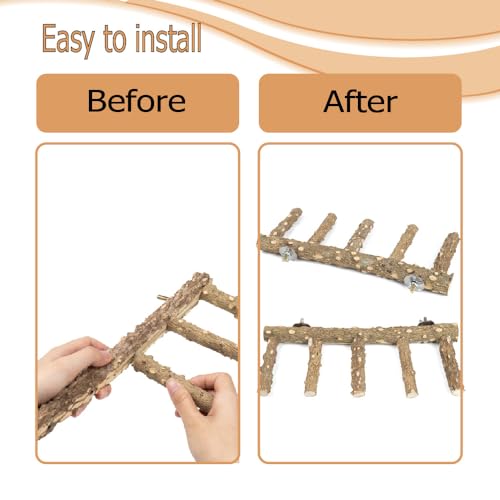 image for Wagably Bird Ladder Perch for Cage - Natural Wooden Bridge, Exercise S
