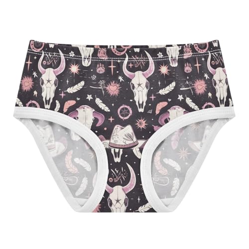 Cow Skull Girls' Underwear Cotton Feathers Hearts Girls Briefs Soft Toddler Underwear 2T