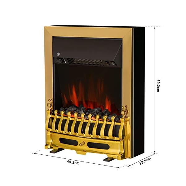 HOMCOM Electric Fireplace LED Light Complete Fire Place Heating Indoor Heater Coal Burning Flame Effect Heat 2000W Max - Image 3