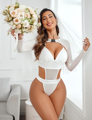 Image of Avidlove Rave Outfits for Women Festival Sexy Lingerie Bodysuit 2 Piece | Buckle shrug crop top halter bodysuit set, snap closure, breathable mesh, for concerts and club nights