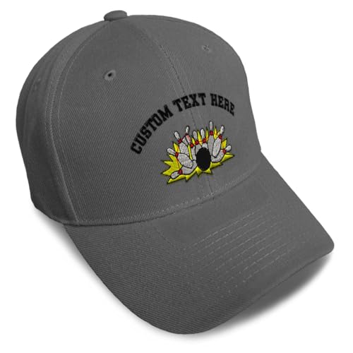 Custom Baseball Caps for Men & Women Embroidered Bowling Splash Embroidery Ladies & Men Baseball Hats Acrylic Dark Grey Personalized Text Here