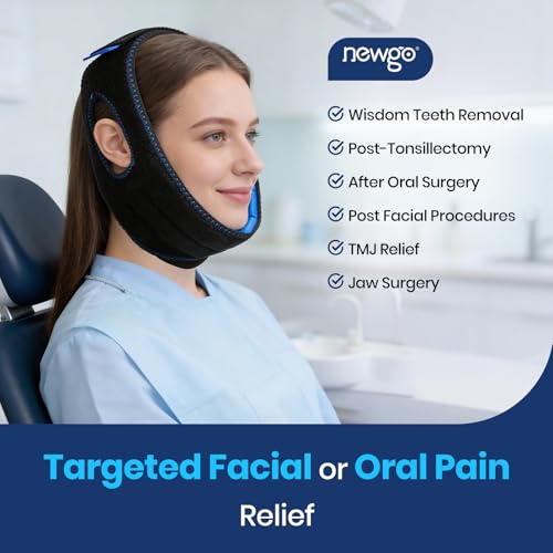 Image of NEWGO Wisdom Teeth Pain Relief Ice Pack for Face Oral Surgery Recovery, Long Lasting Cold Face Wrap with Face Contoured Design for TMJ Relief, Tooth Extraction, Jaw Discomfort